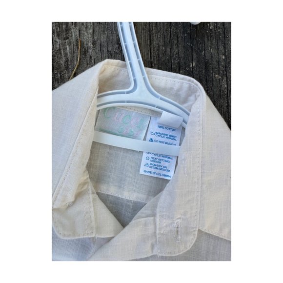 Cucci Bebe Gauze Button Up Shirt 100% Cotton Beige Sheer Sz 12 Months - Picture 2 of 4